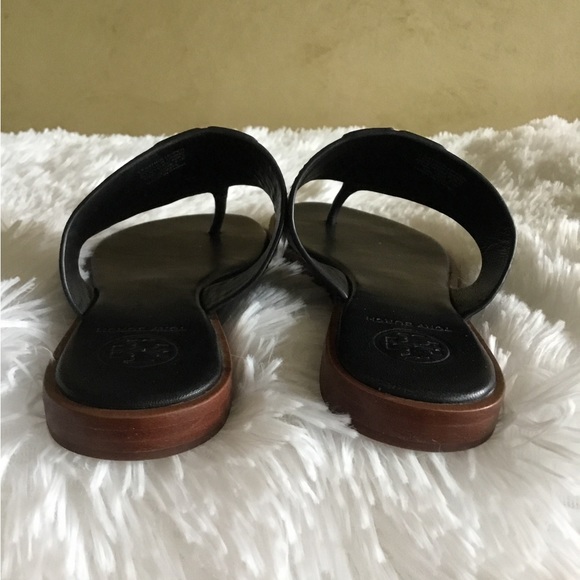 AUTHENTIC TORY BURCH JAMIE FULL LOGO / CALF LEATHER SANDALS size: 5.5 - Picture 6 of 8